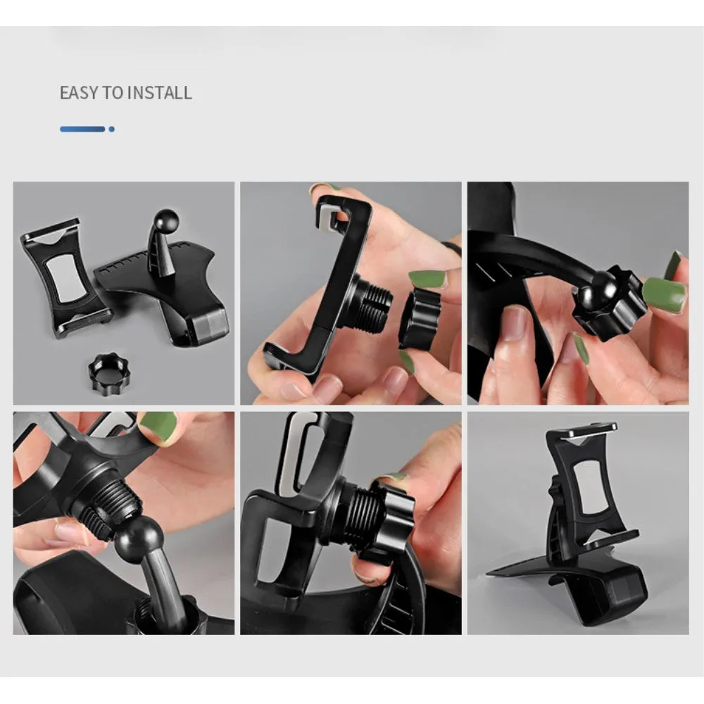 3 in 1 Car GPS Smartphone Holder: Dashboard / Visor Clamp   AC Grid Clip for Huawei Fusion U8652 - Black