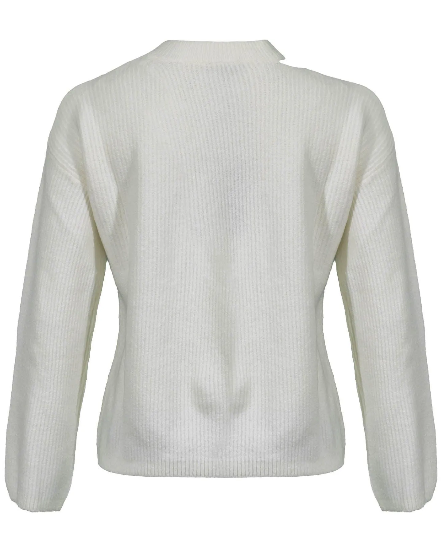 Alexi White Neck Slit Pullover