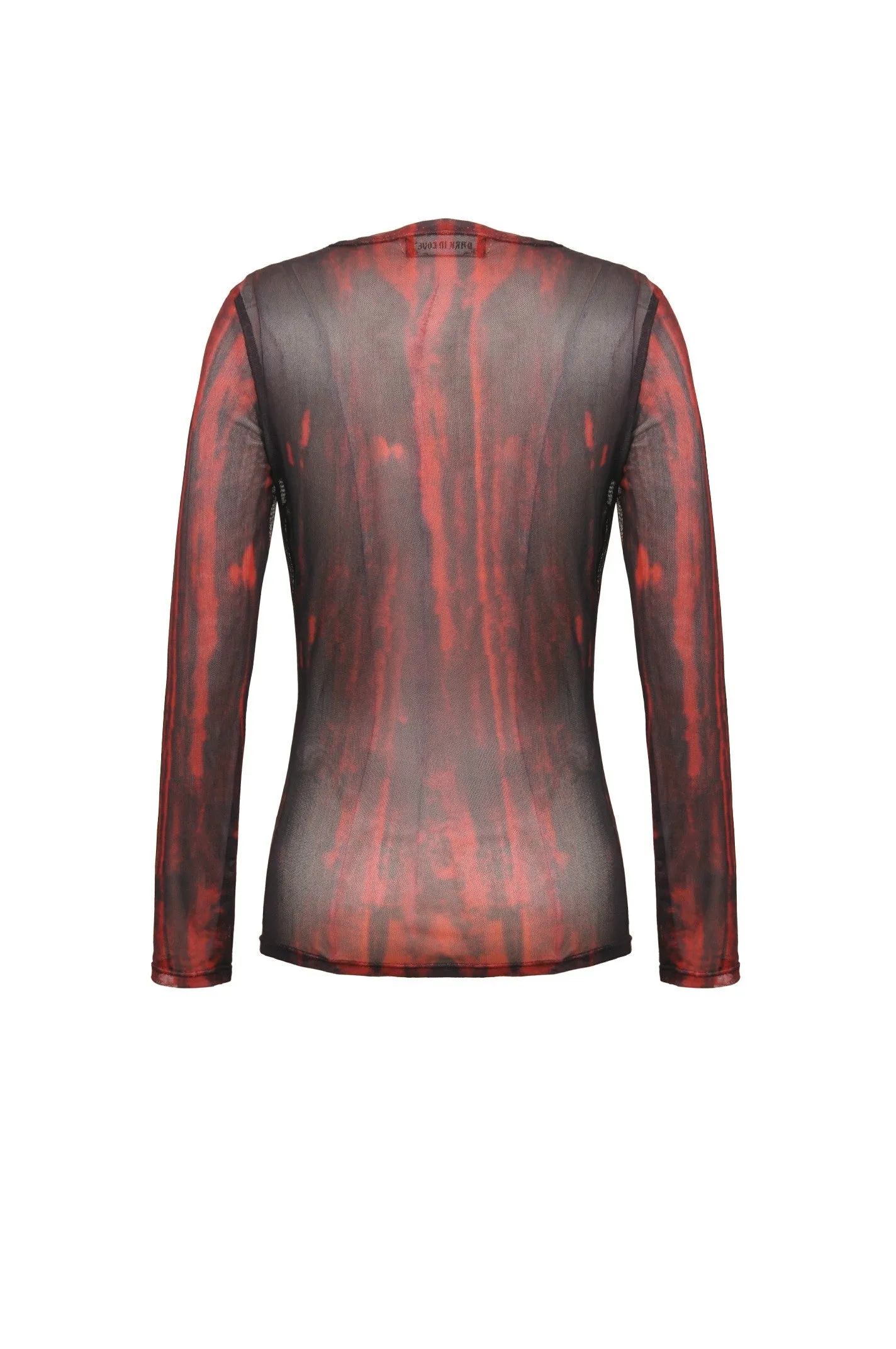 Black and Red Tie-Dye Mesh Versatile Basic Top TW620