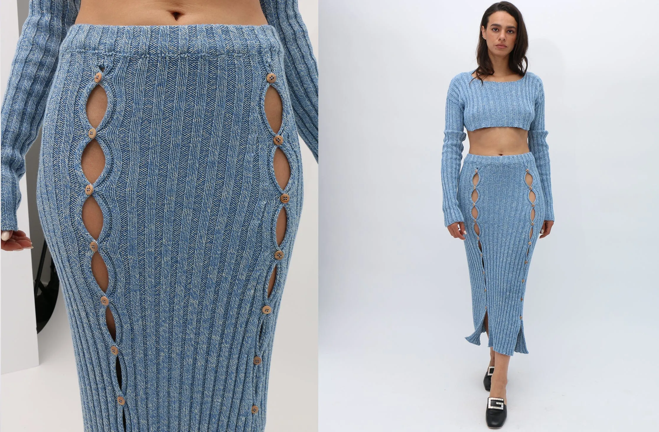 Blue Melange Loulou Skirt