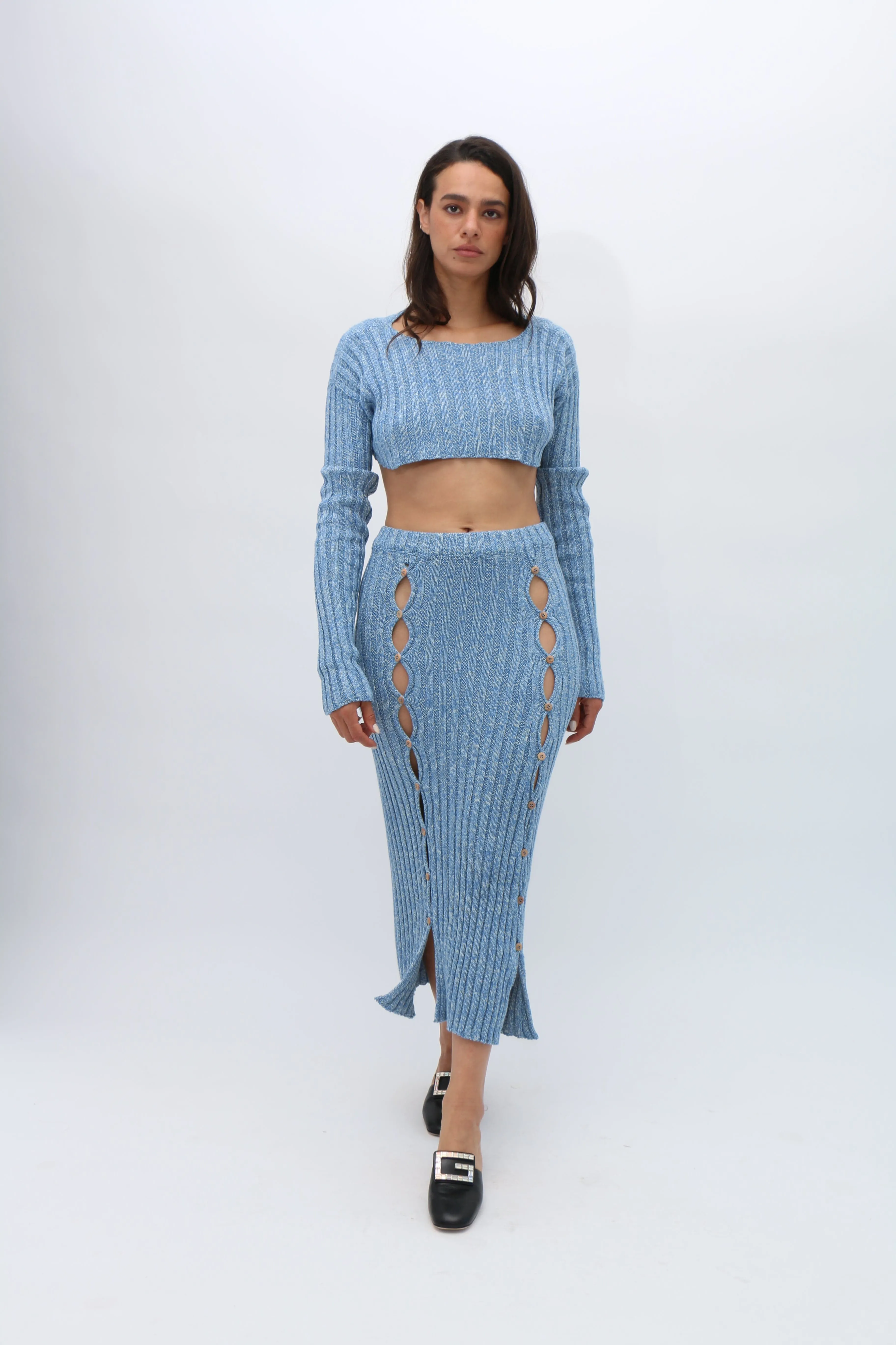 Blue Melange Loulou Skirt