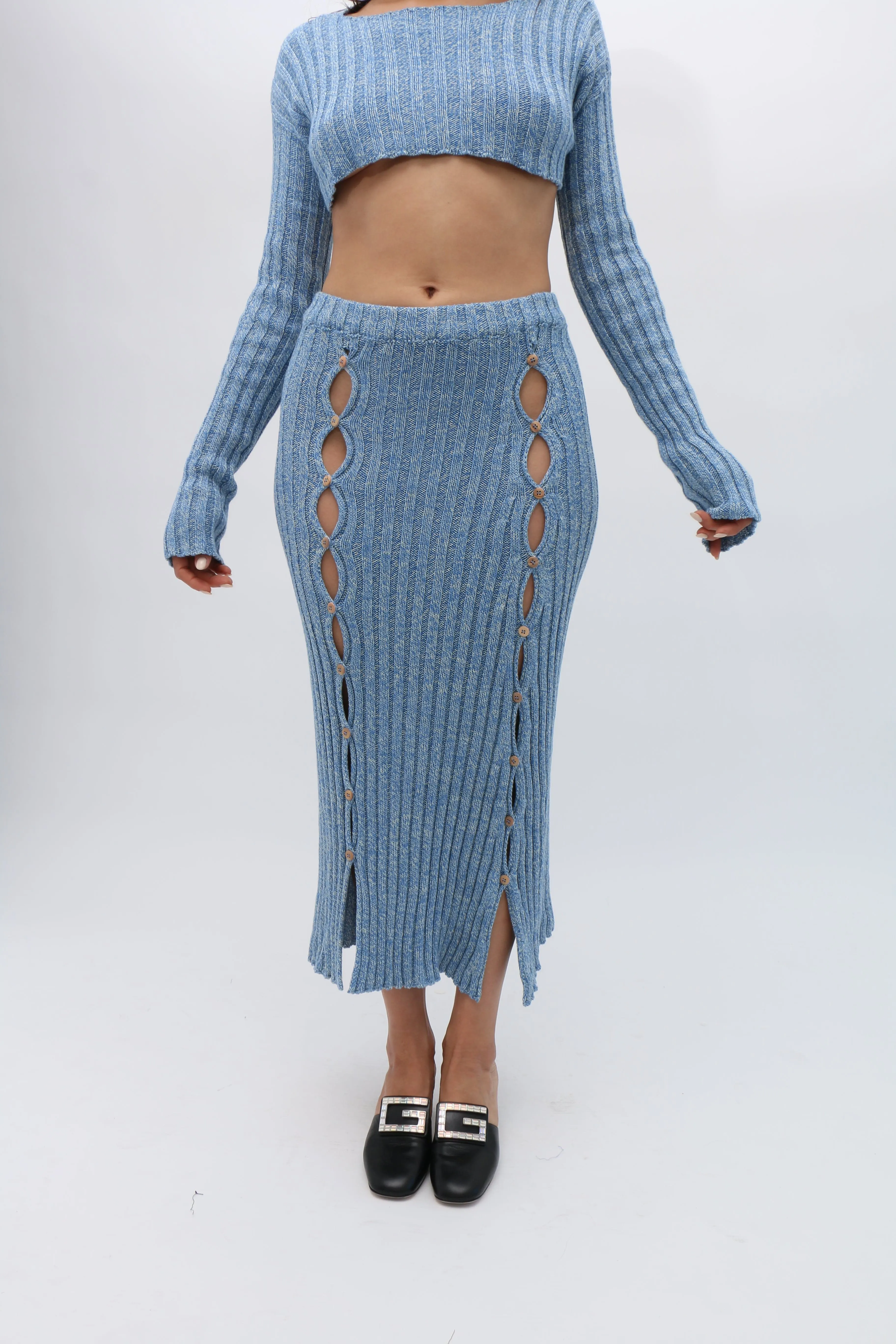 Blue Melange Loulou Skirt