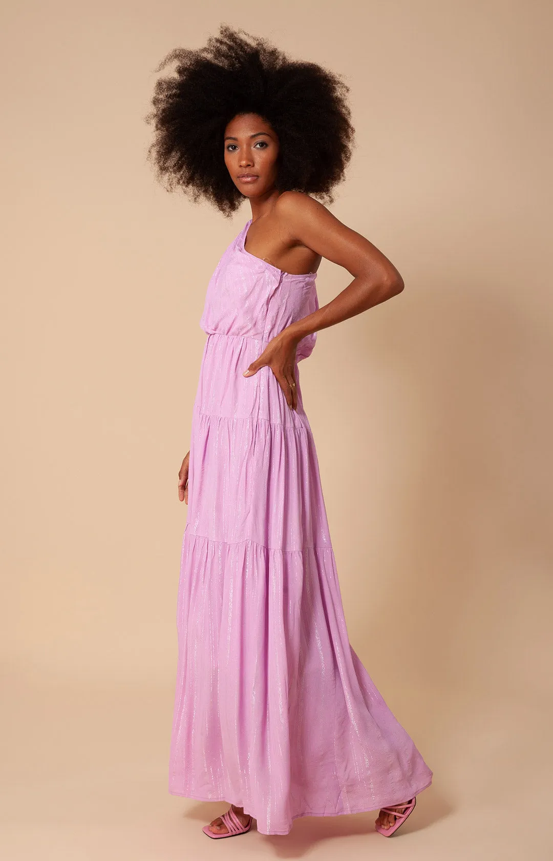 Charlize Solid One Shoulder Maxi Dress