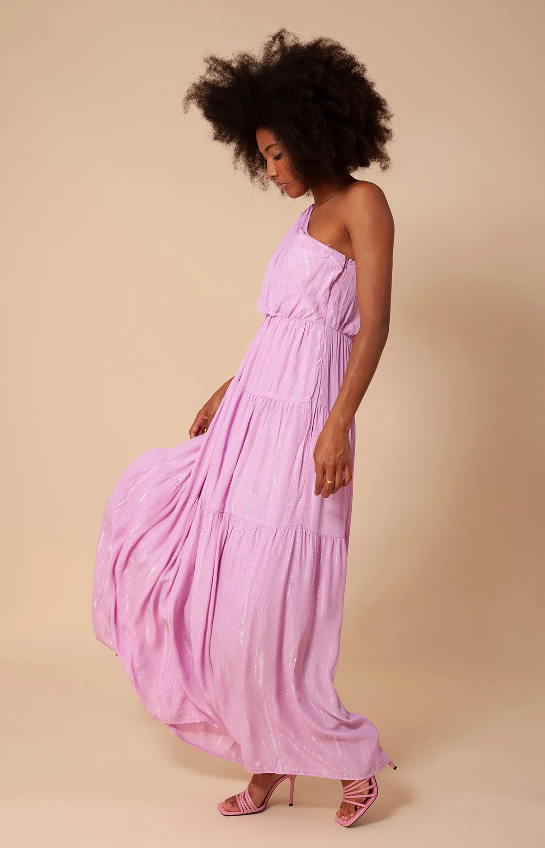Charlize Solid One Shoulder Maxi Dress