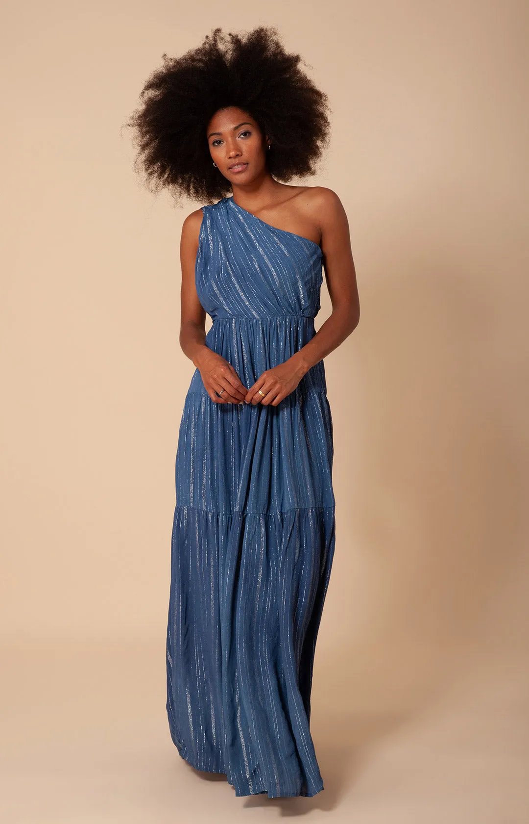 Charlize Solid One Shoulder Maxi Dress