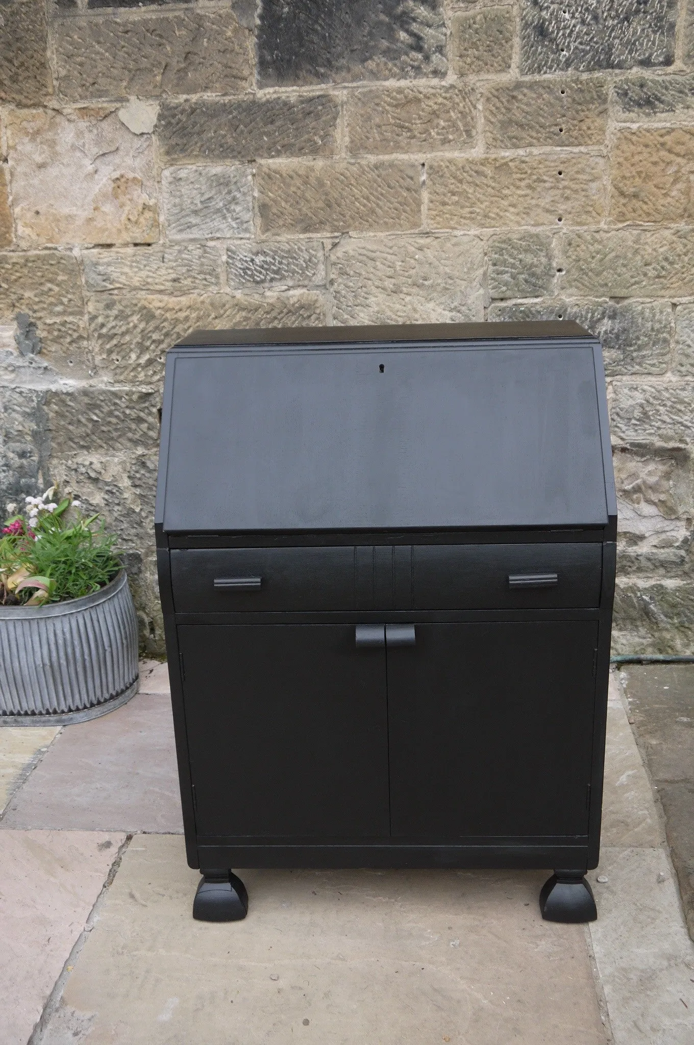 Custom listing for Yvonne hand painted writing bureau in fusion mineral paint coal black