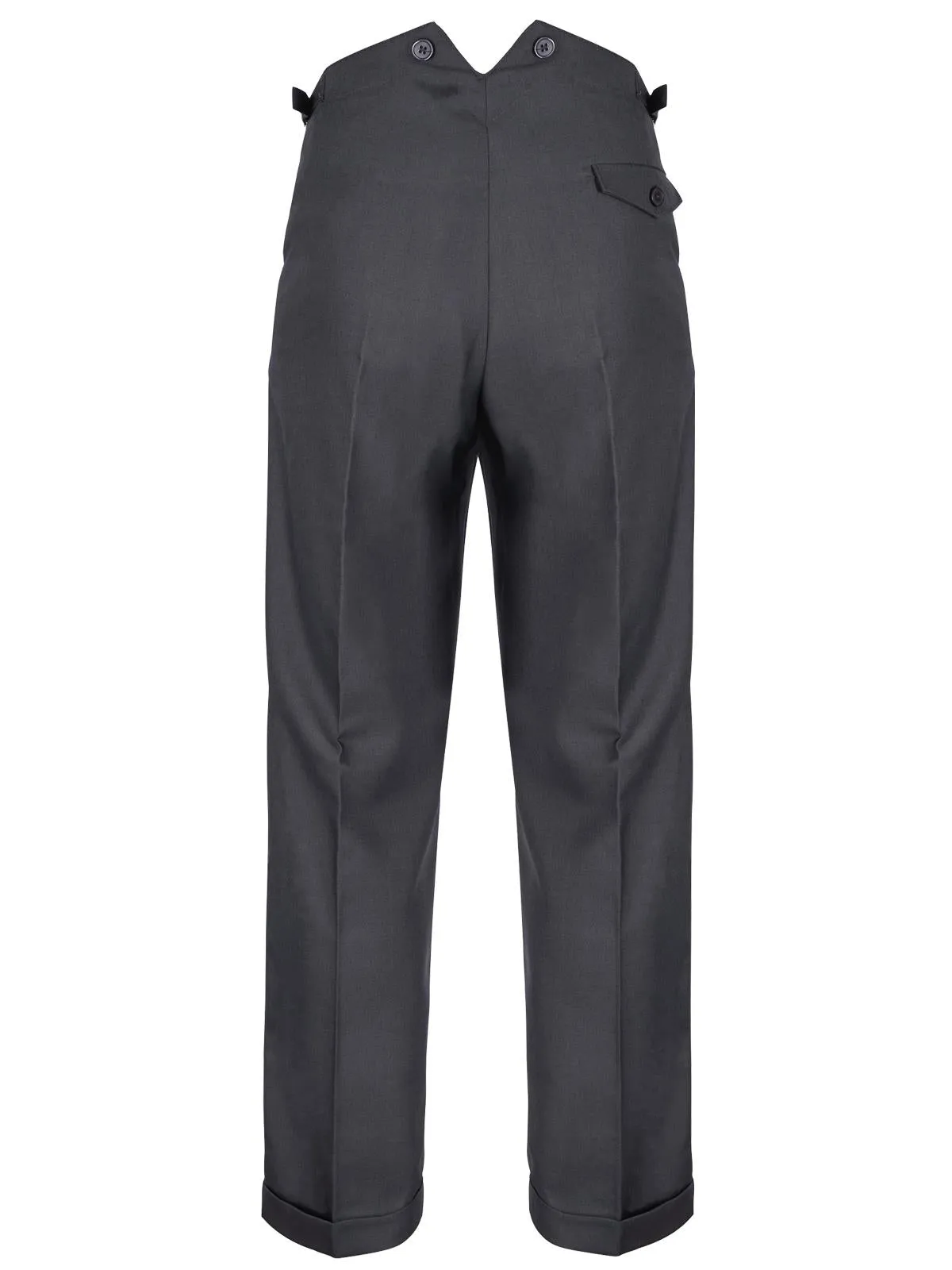 Forties Vintage Hugo Fishtail Back Trousers in Slate Grey