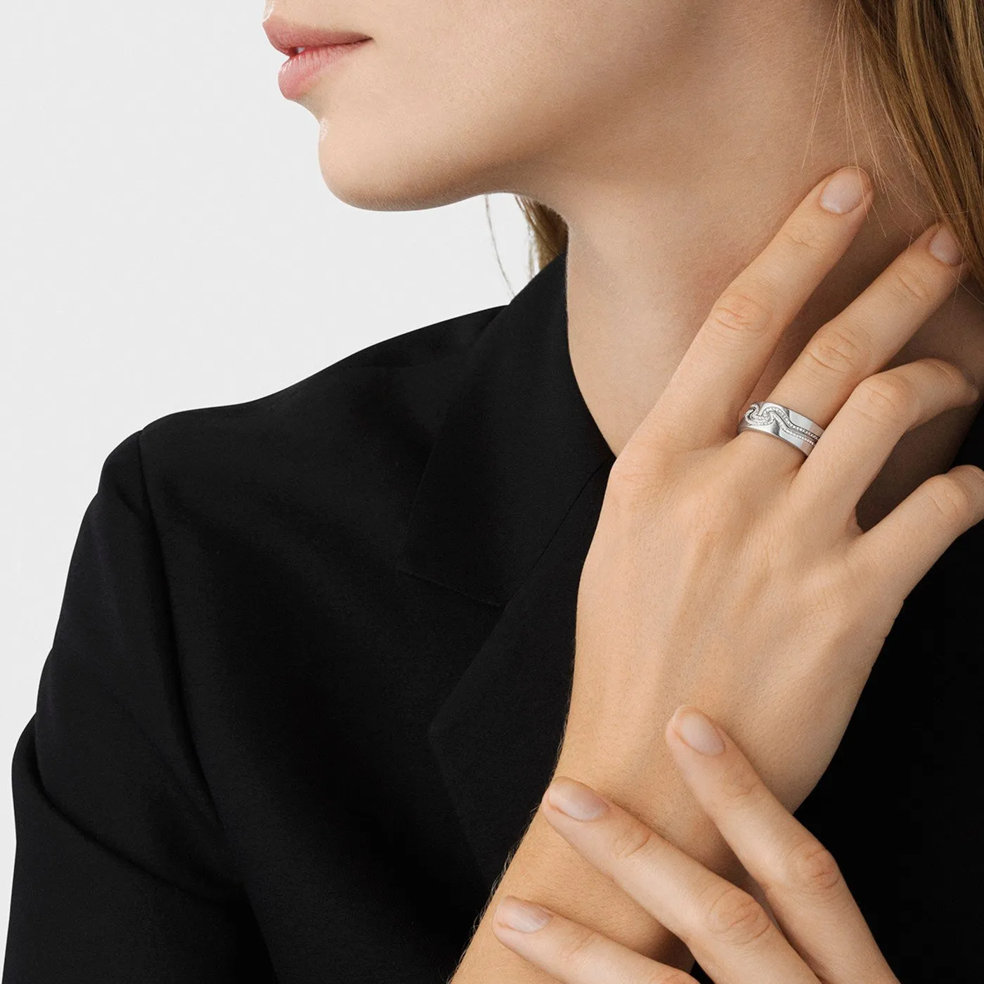 Fusion Diamond End Ring - White Gold - 20000624