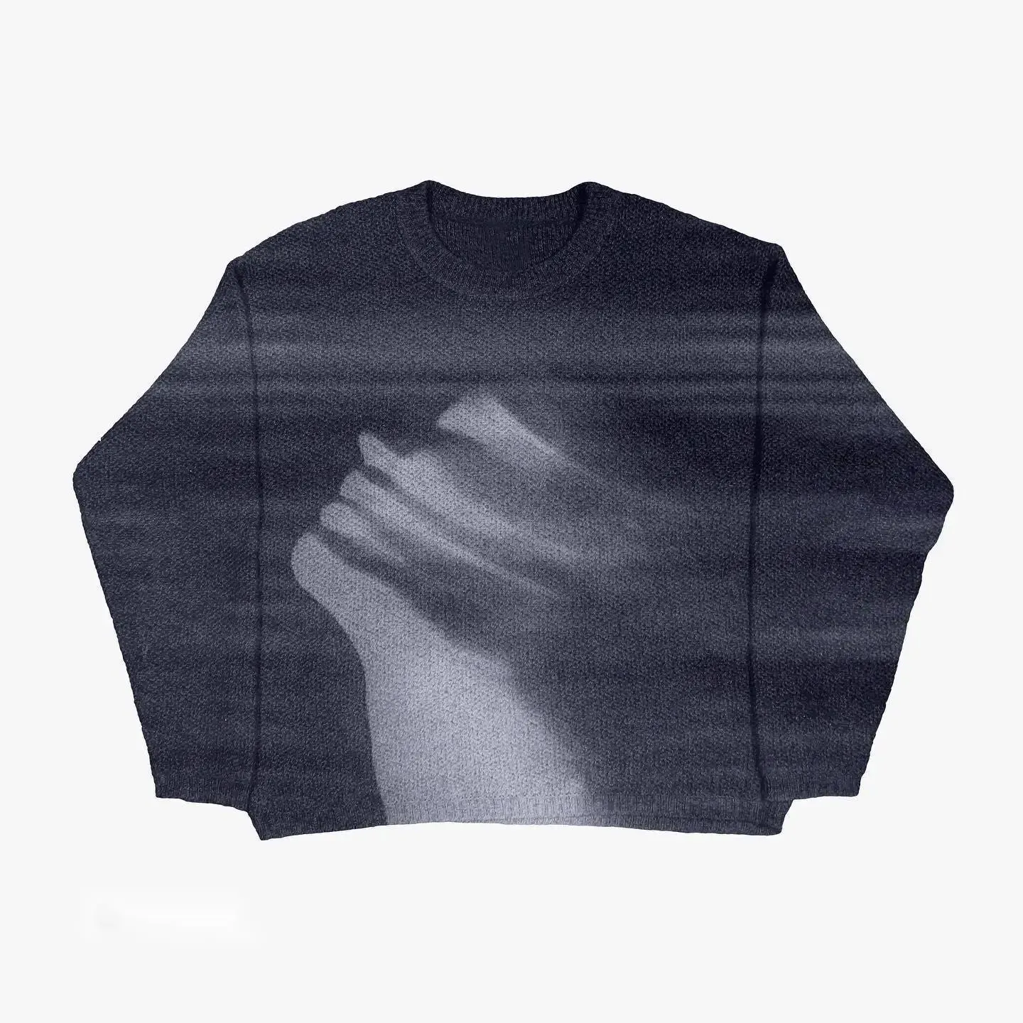 Gothic Pullover mit einzigartigem Handdesign Lockere Passform