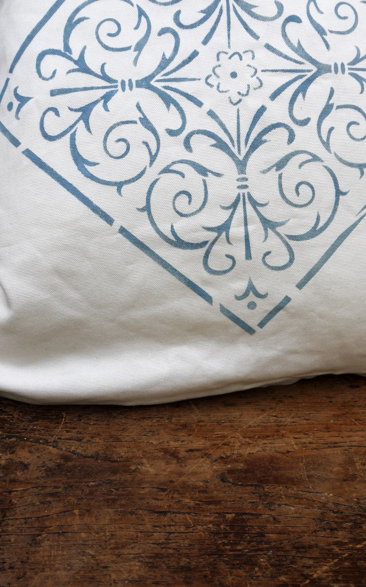 Hand stencilled linen cushion cover - choice of 4 designs and you can choose any fusion mineral paint colour for the design