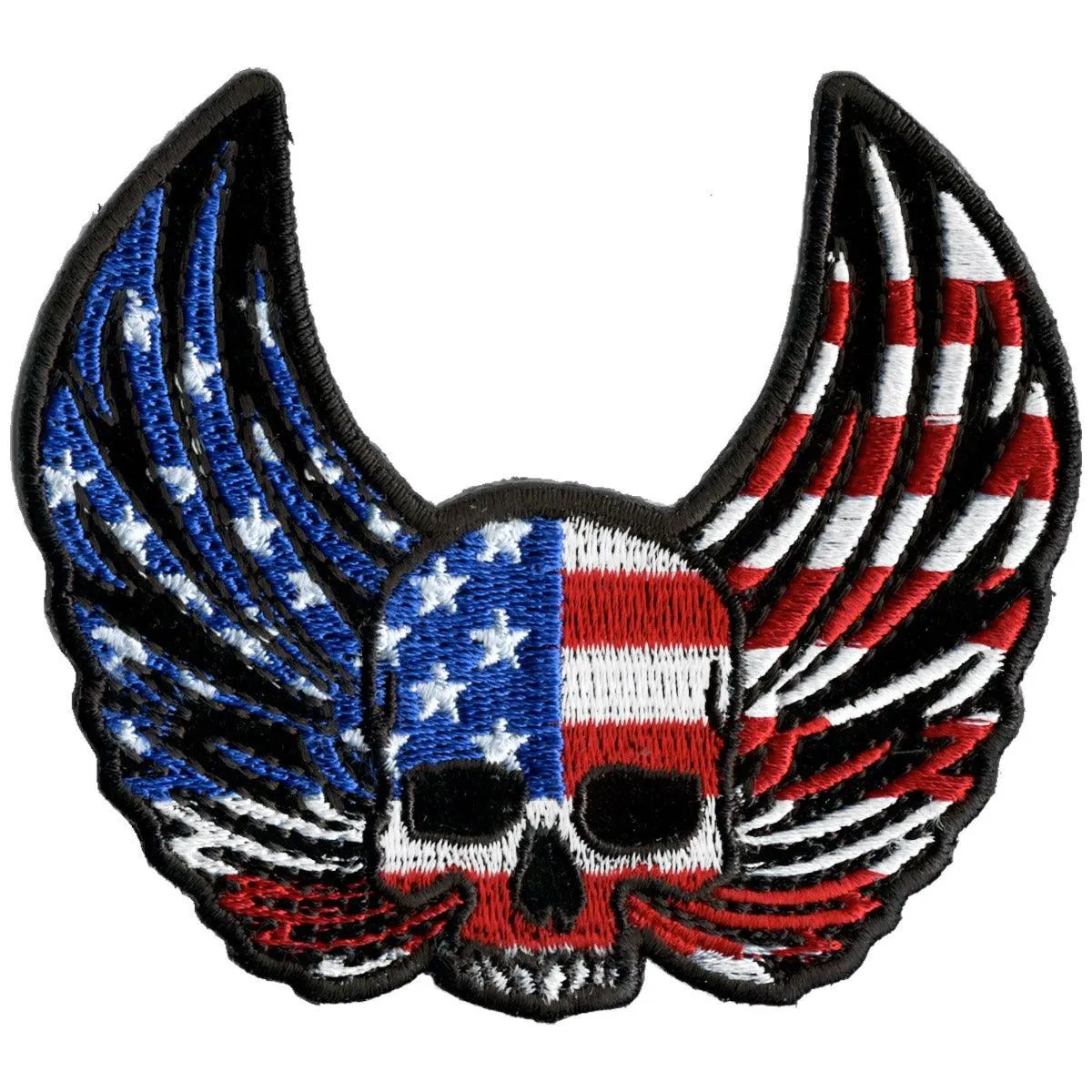 Hot Leathers Skull Wings Flag 4"X3" Patch