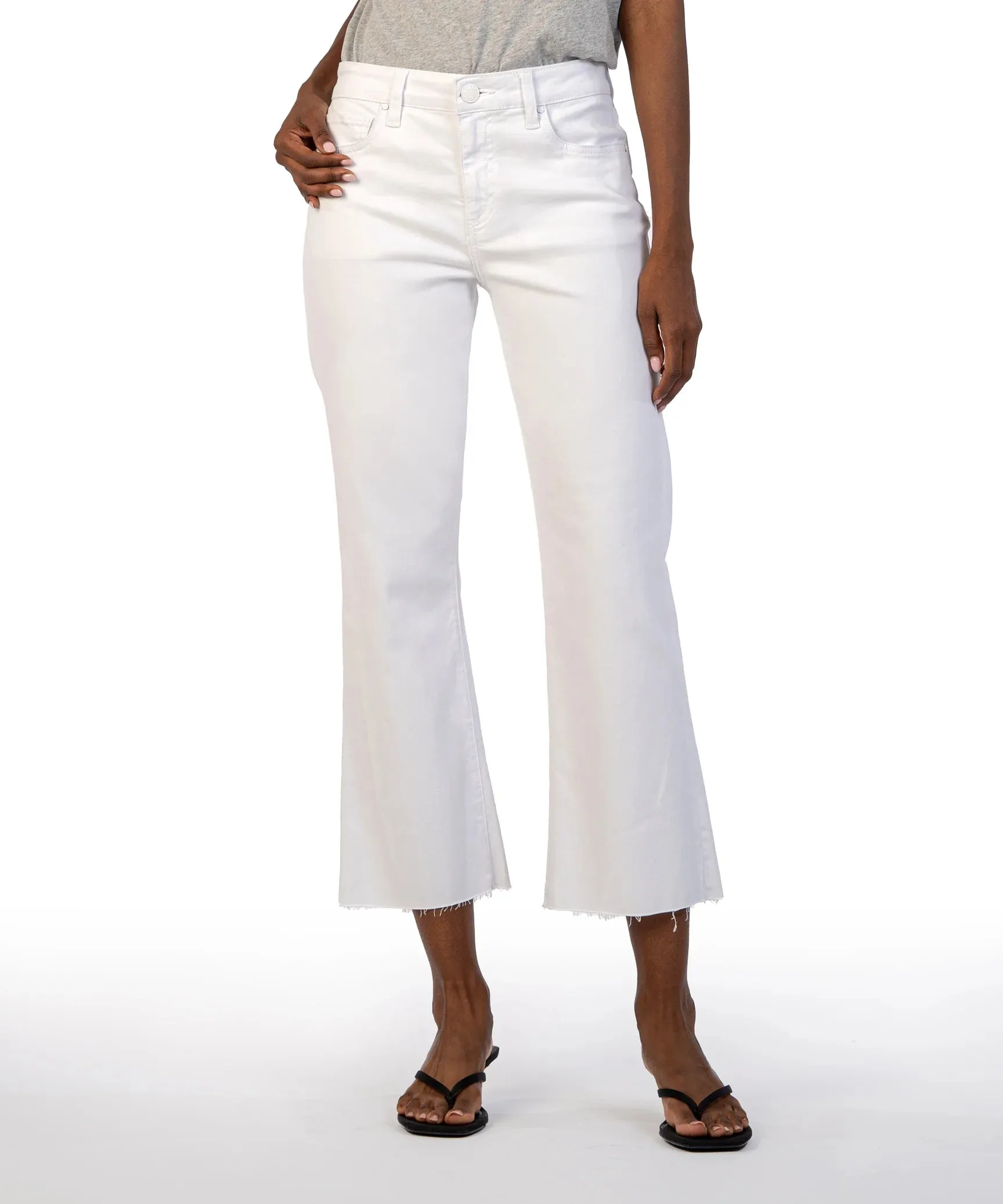 KUT0513MD6 Kelsey High Rise Ankle Flare Raw Hem