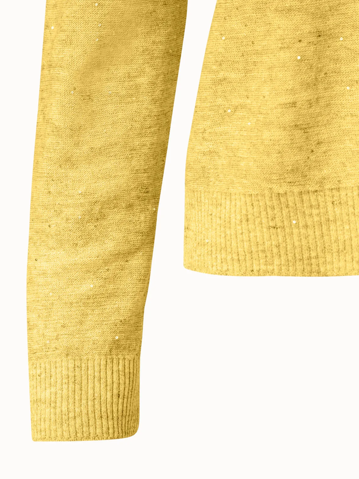 Linen Blend Knit Pullover with Fine Sequins