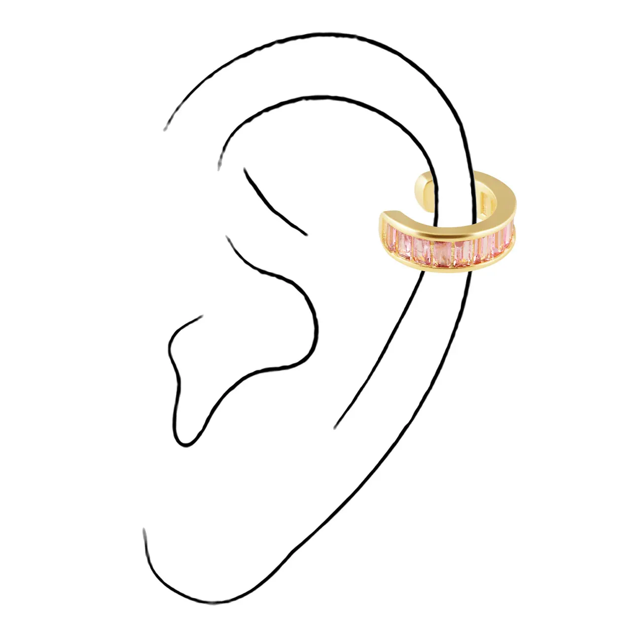 Peyton Cz Ear Cuff- Light Pink
