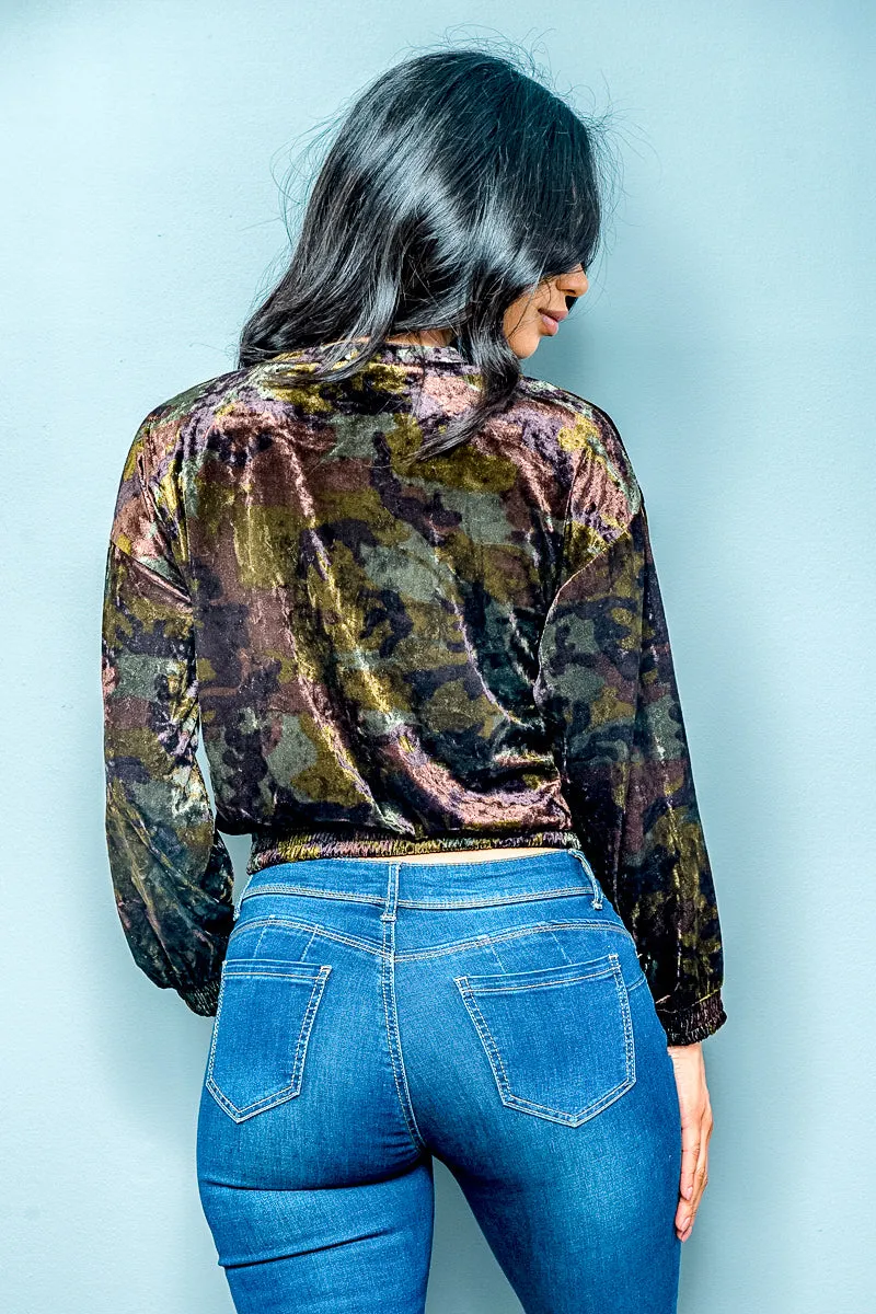Round Neck Long Sleeve Crop Sweater  (G3030-VL38)