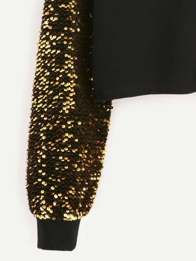 Sequins long sleeve pullover sweater top