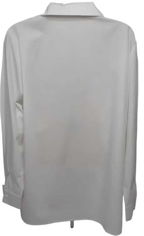 Shirt Pullover Button Front Long Sleeve White Womens-BWPOBW