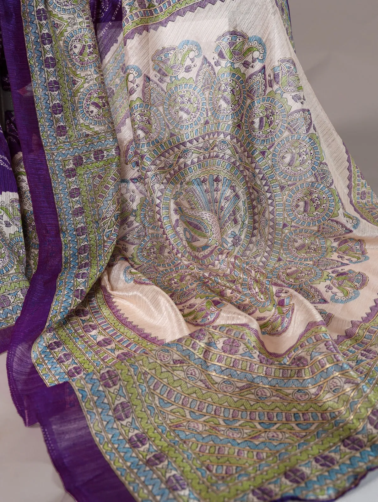 Women's Designer Party Wear Madhubani Bandhej Print Saree