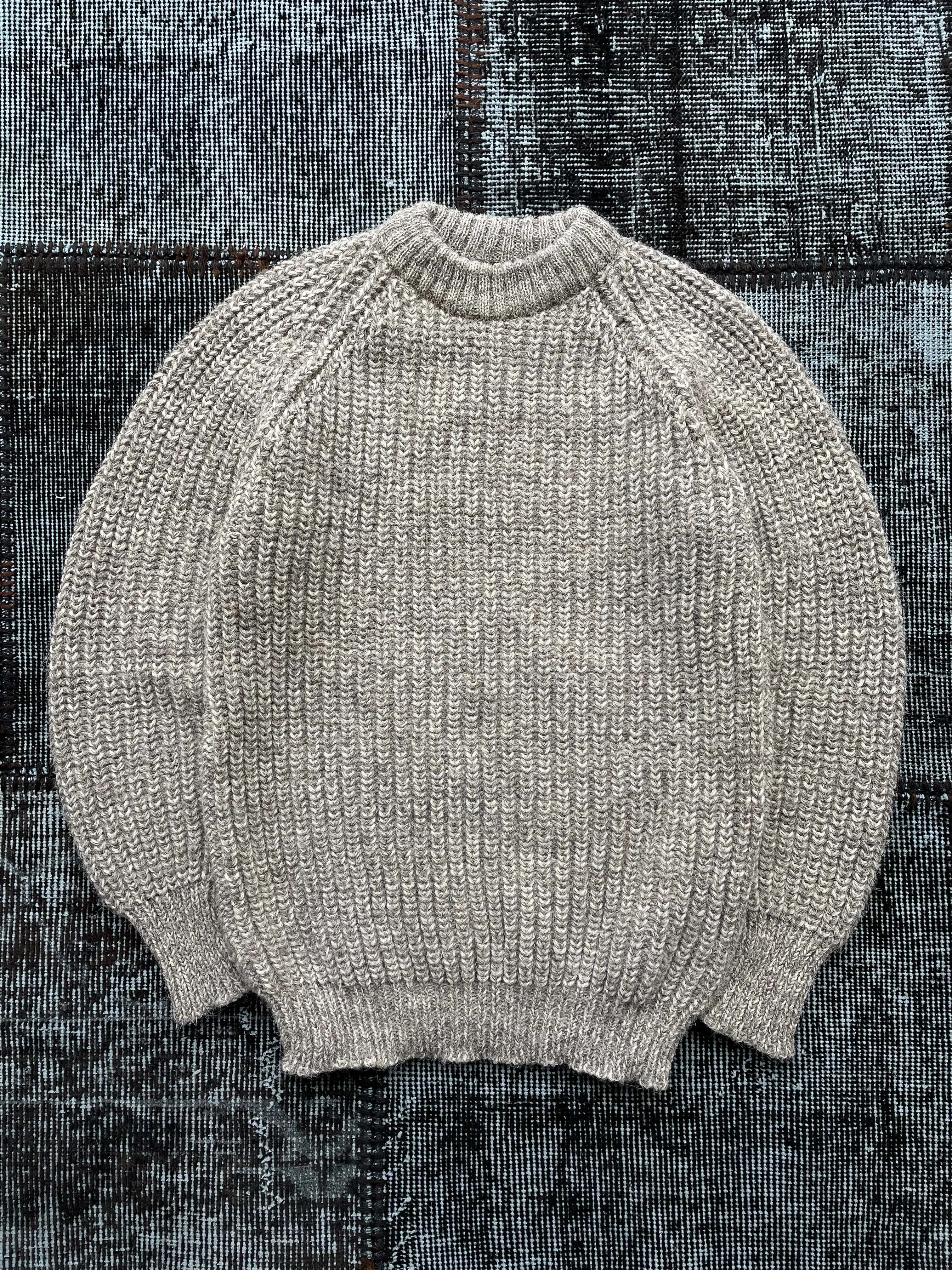 WOOL FISHERMAN SWEATER—GREY [L]