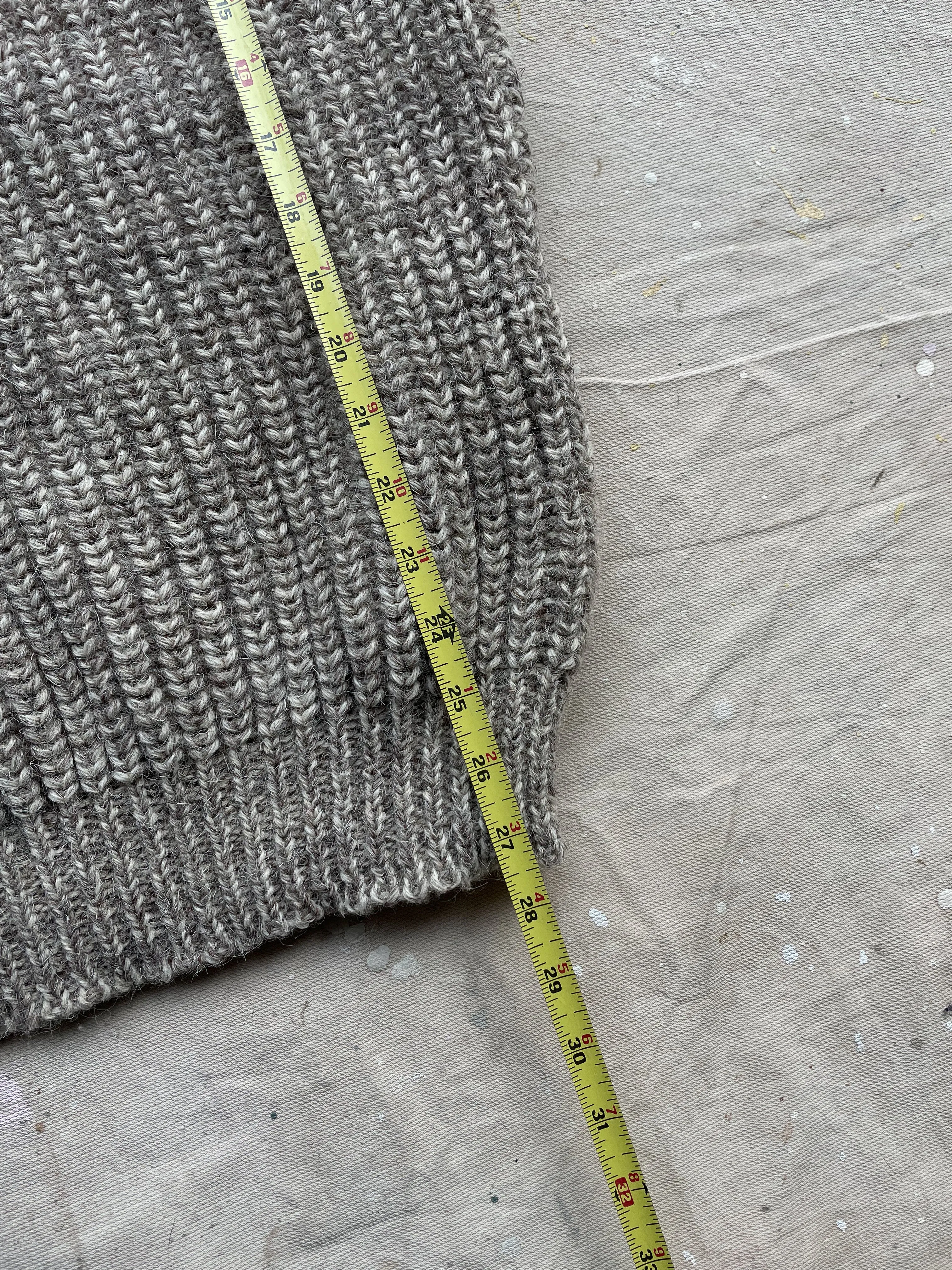 WOOL FISHERMAN SWEATER—GREY [L]